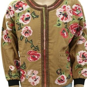 Vintage Look Floral Embroidered Jacket